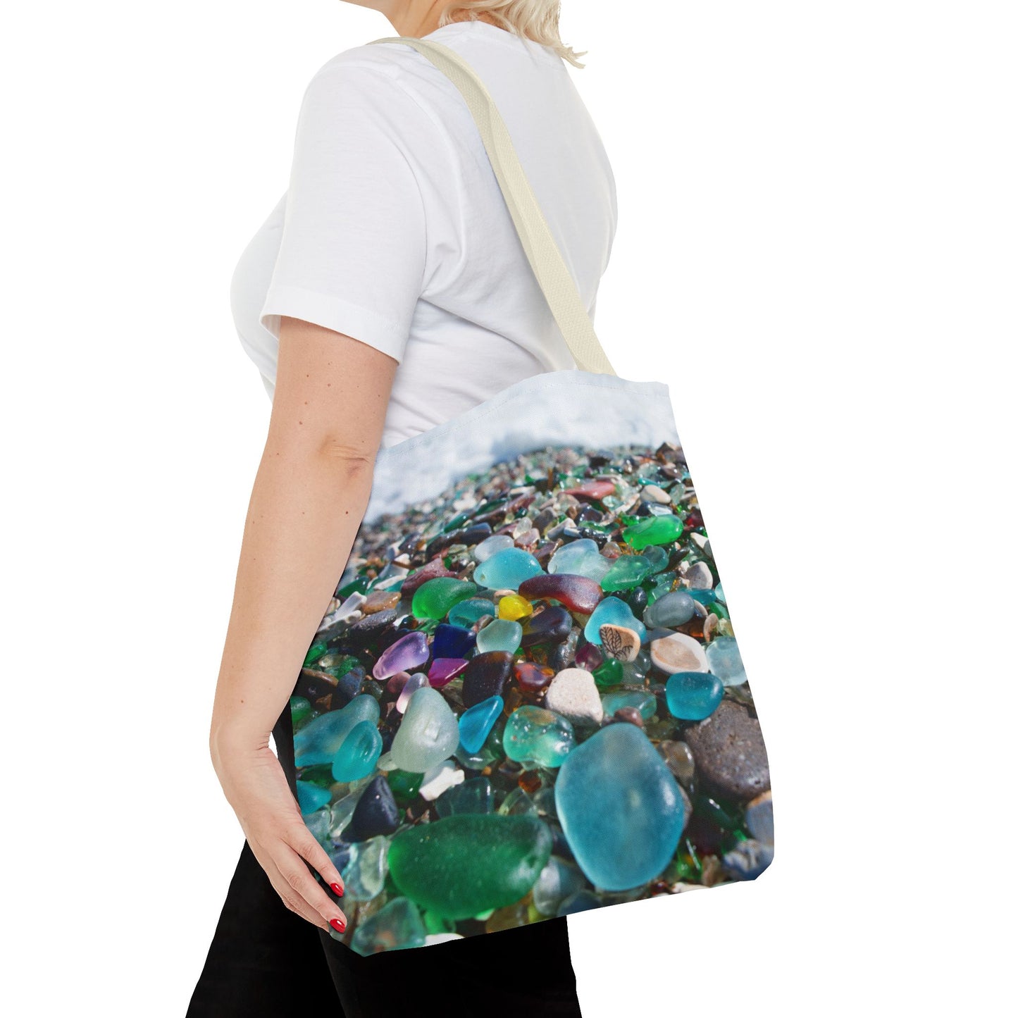 Beach Glass Tote Bag - Colorful Coastal Design, 3 Sizes