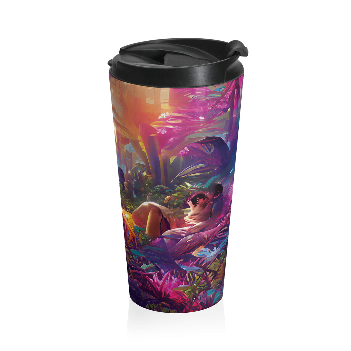 15 oz. Stainless Steel Travel Mug / Midnight Kiss in Secret Garden