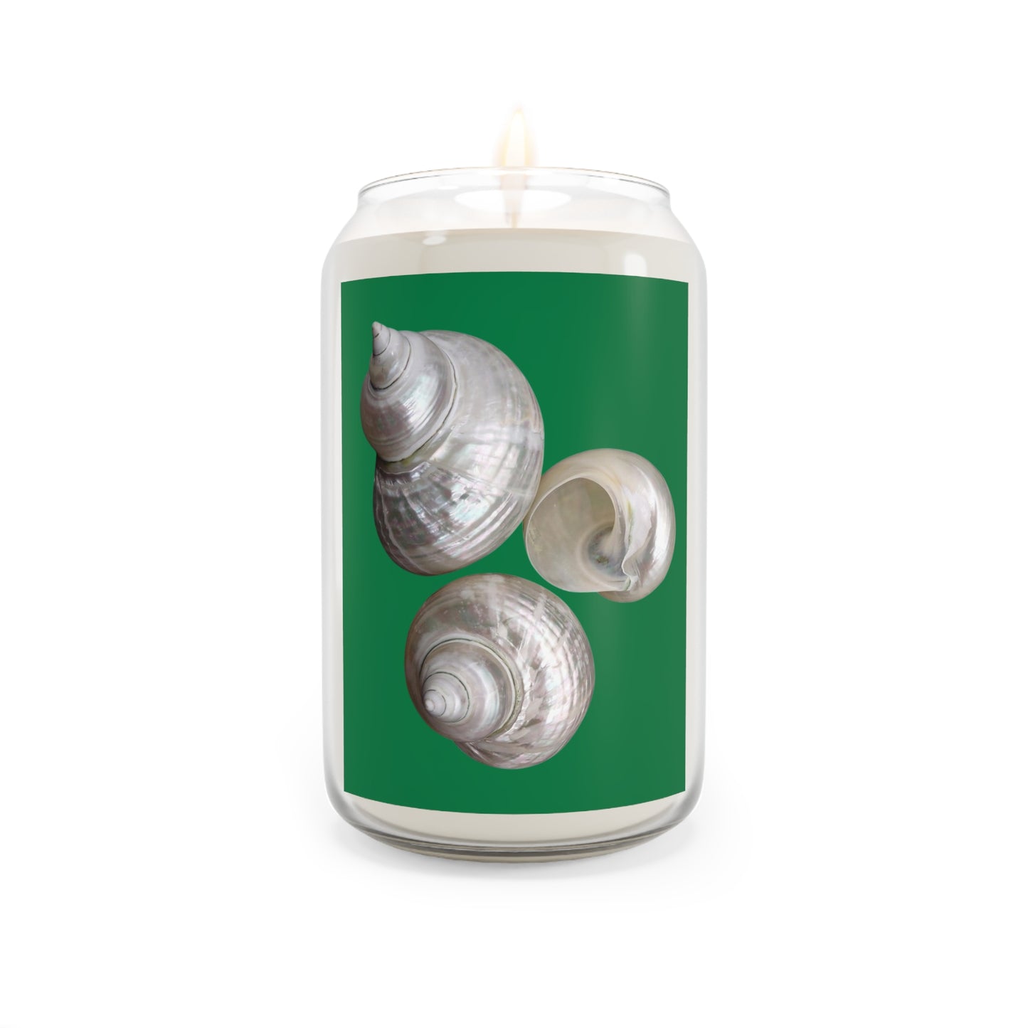 Scented Candle, 13.75oz - White Nautilus Trio, dark green