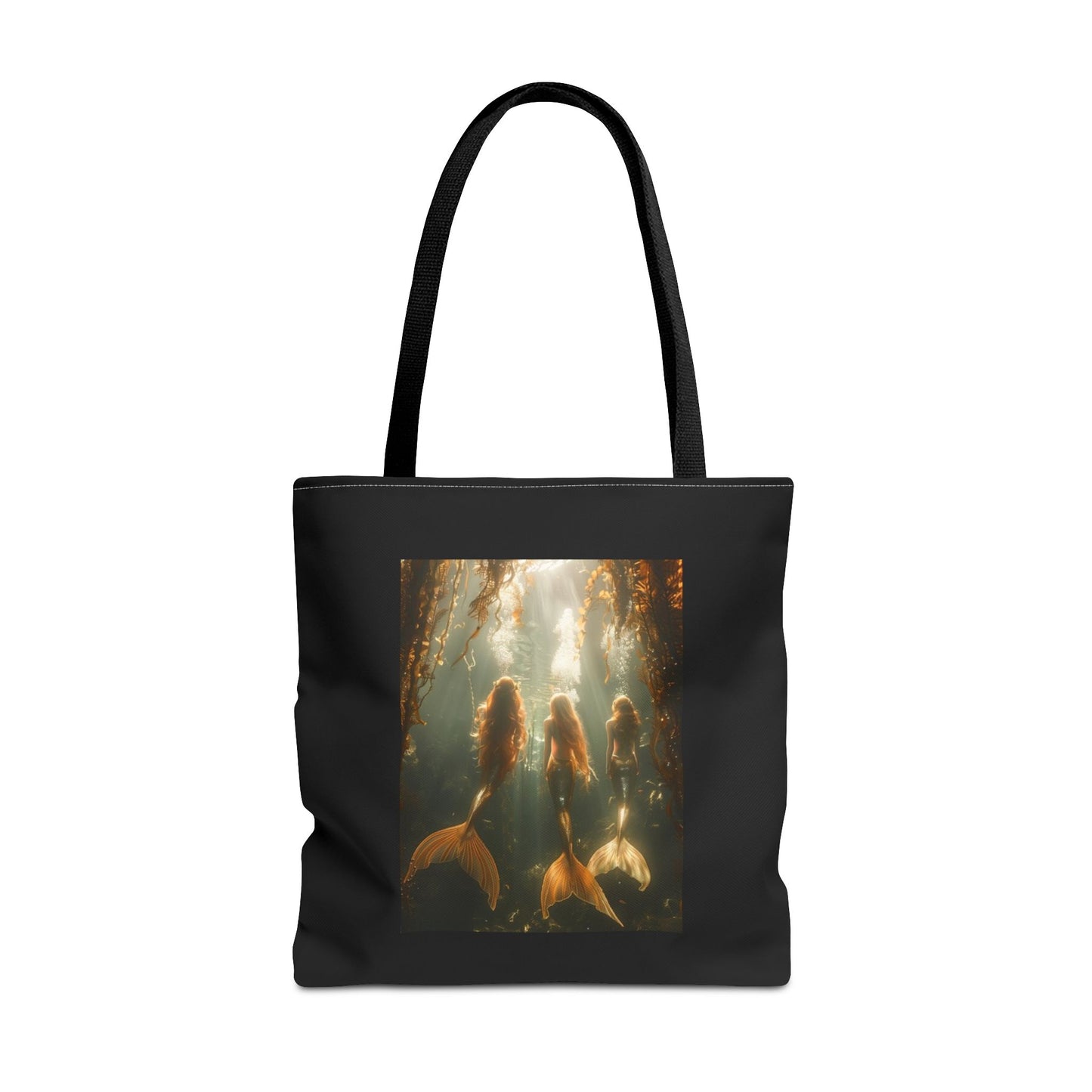 Three Mermaid Sisters, Black Tote Bag - 3 Sizes