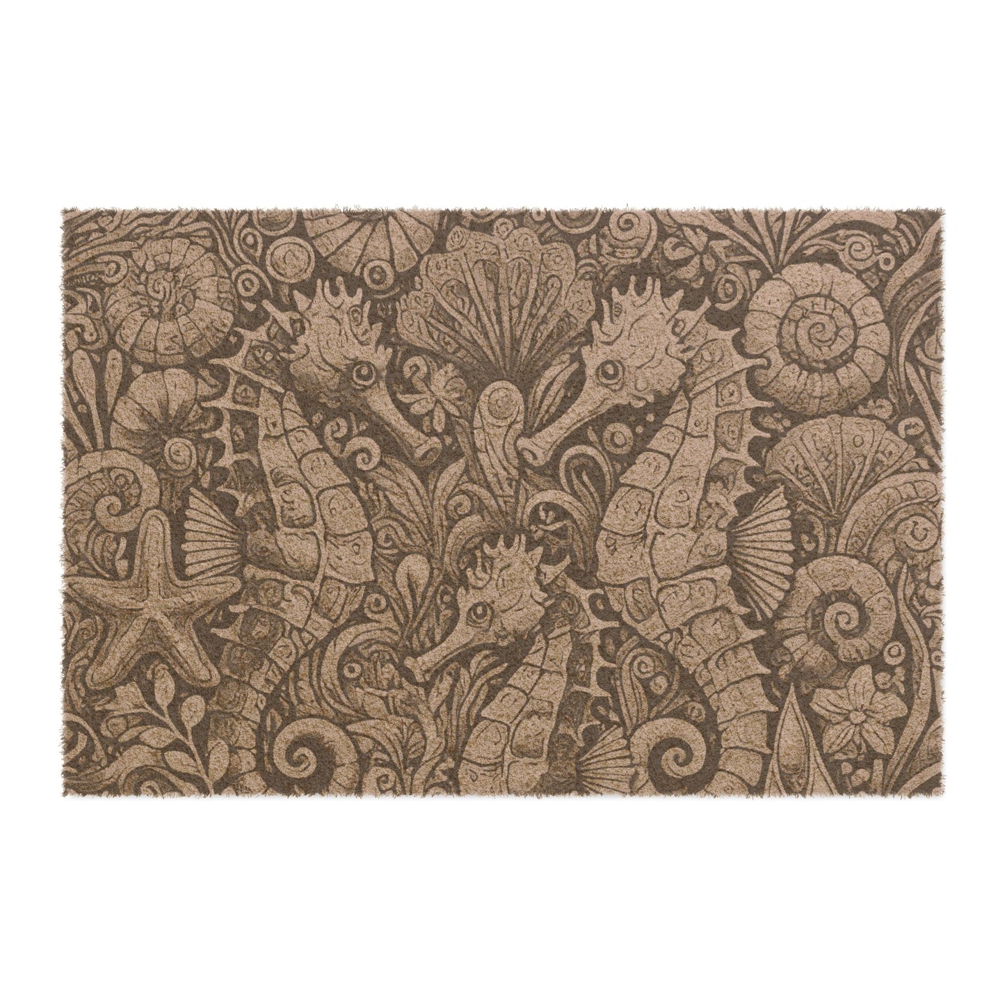 Tropical Doormat - Vibrant Coconut Fiber Entrance Mat / Seahorse Trio