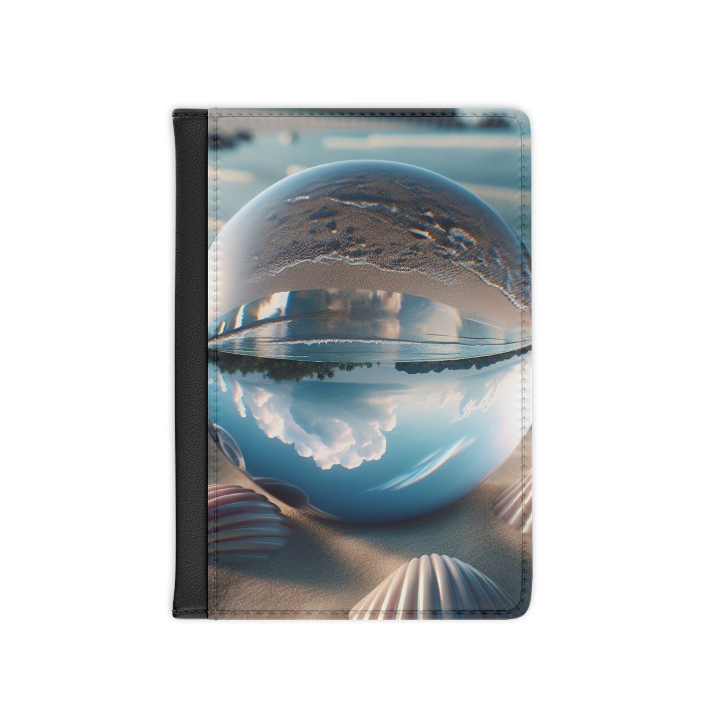 Tropical Passport Cover, Faux Leather - RFID blocking for travel security / Beach Illusion Ball