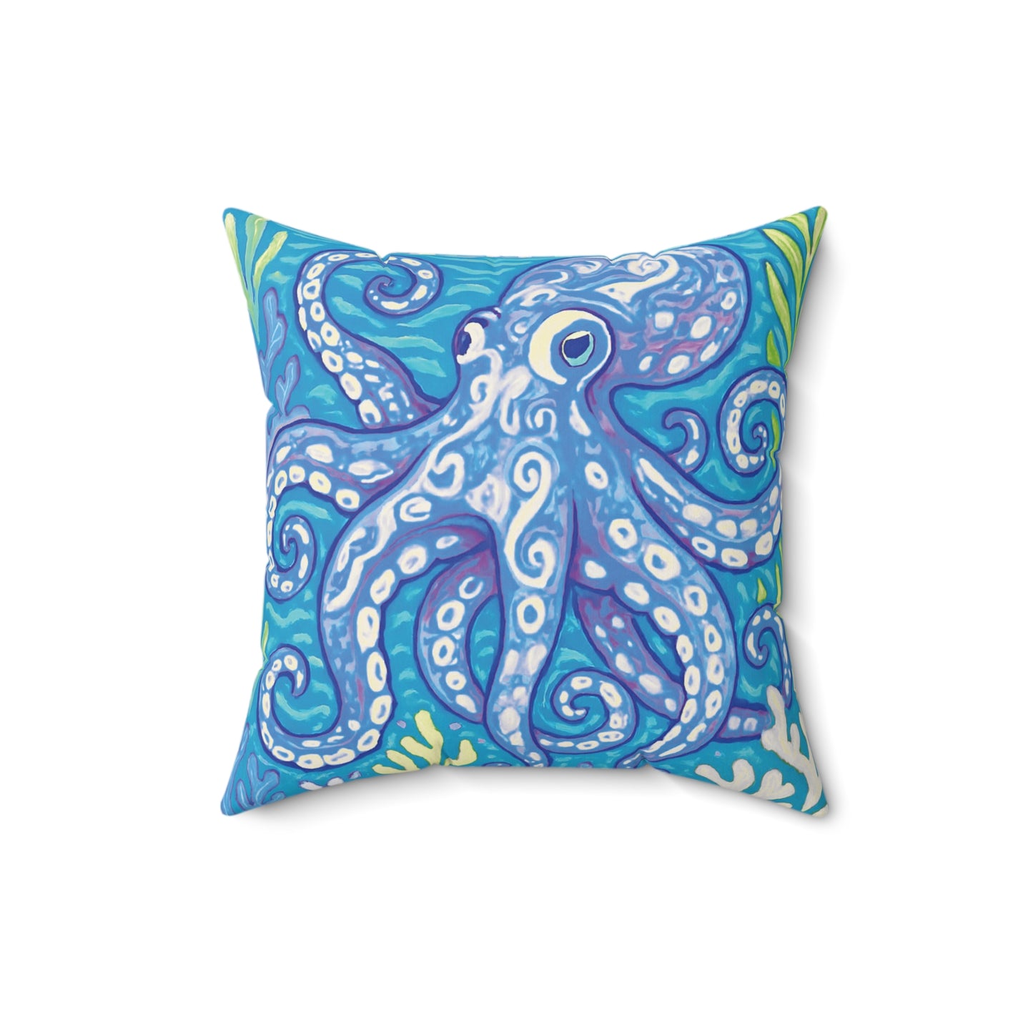 Decorative Pillow - Accent Cushion, 4 Sizes / Octopus Kraken Joe, Blue