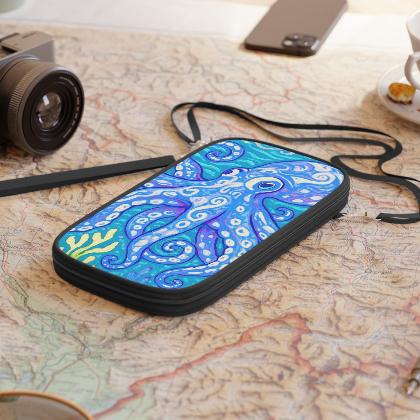 Passport Wallet – Perfect for Travelers & Adventurers / Octopus Kraken Joe, Blue