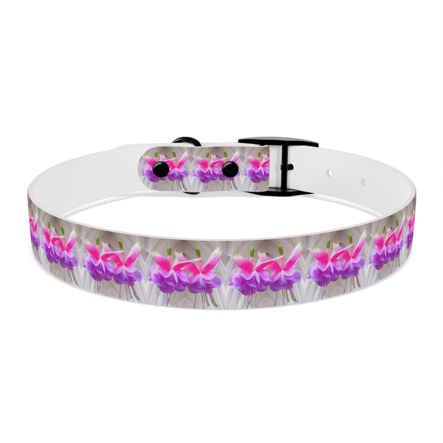 Dog Collar - Two Pink Fuchsias / Gothic, Kaleidoscope