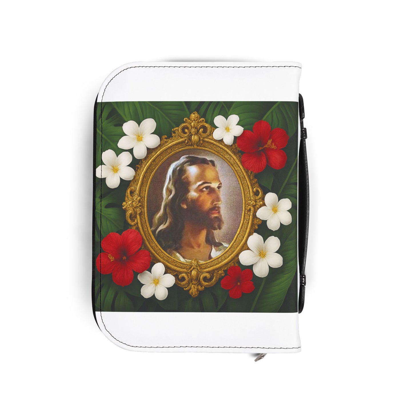 Tropical Jesus Bible Cover, White / Floral Bible Cover Protector, Christian Church Accessories
