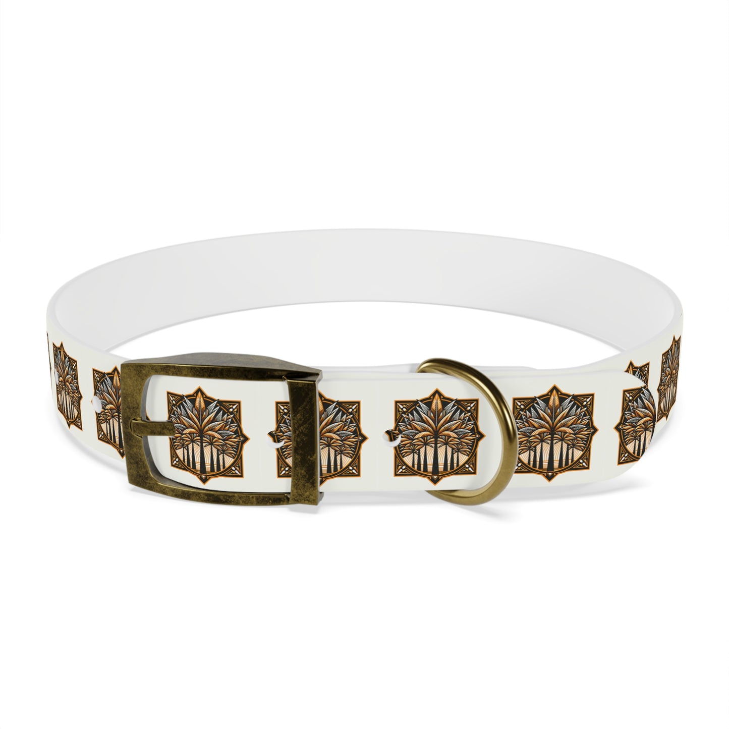 Dog Collar - Deco Palm Trees, Cinnamon