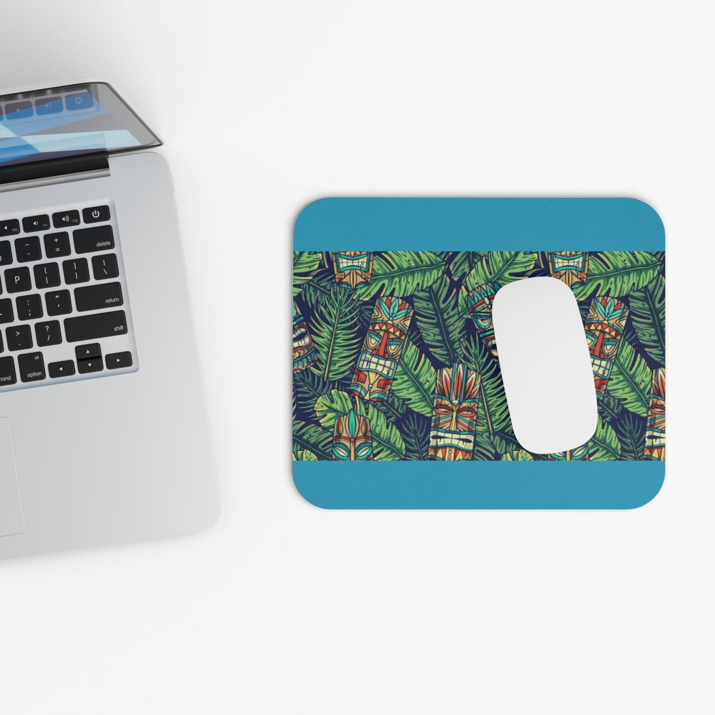 Mouse Pad (Rectangle) - Tiki Greenery, Turquoise