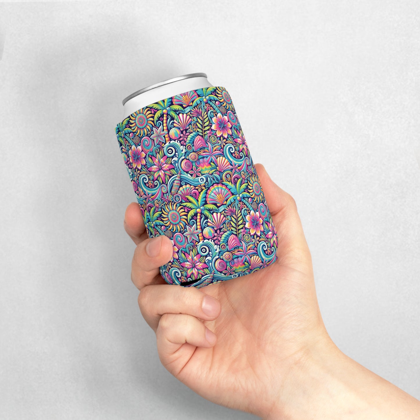 Happy Tropics/Repeat Can Cooler Sleeve - Perfect for Outdoor Picnics