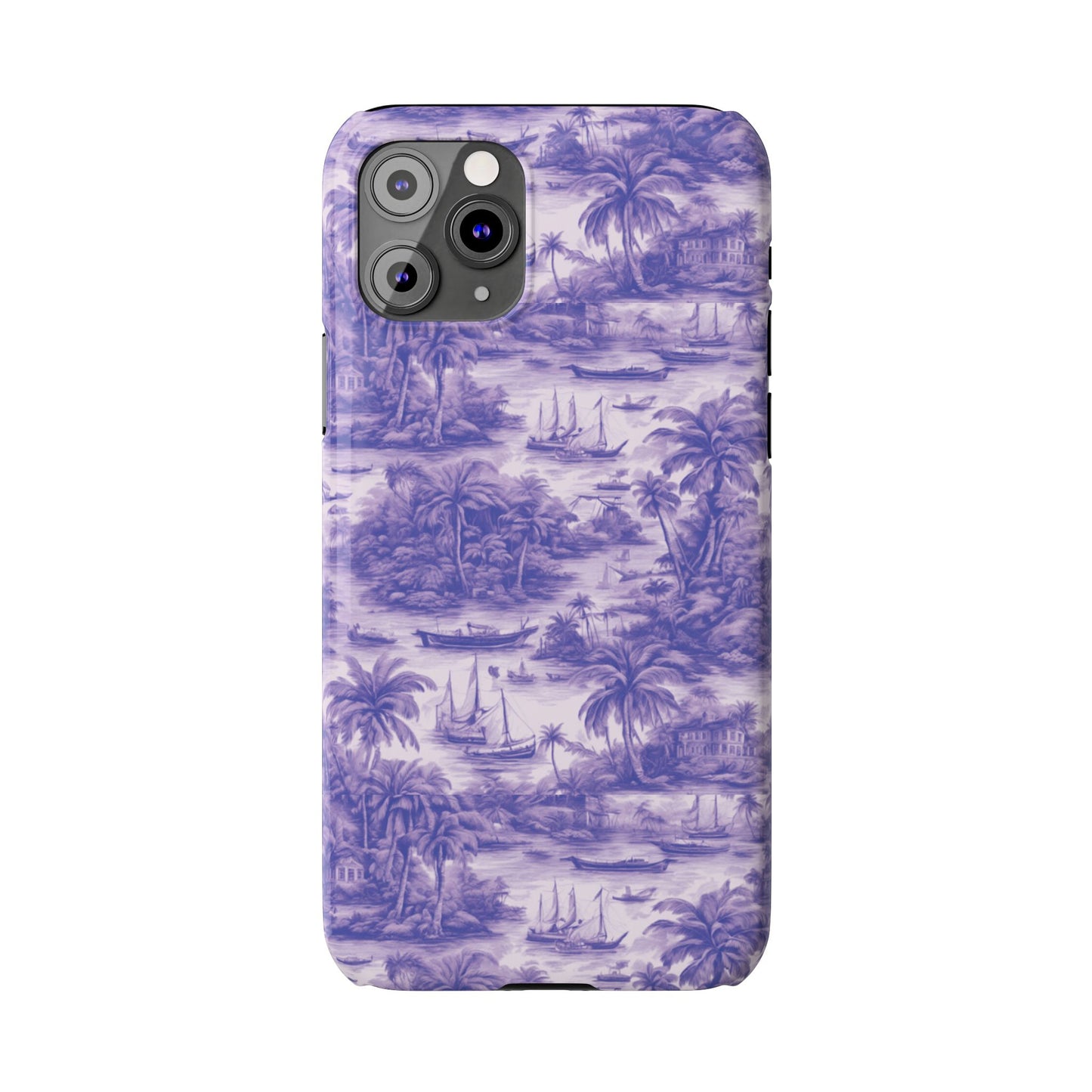 Slim Phone Cases - Tropical Toile #1, purple