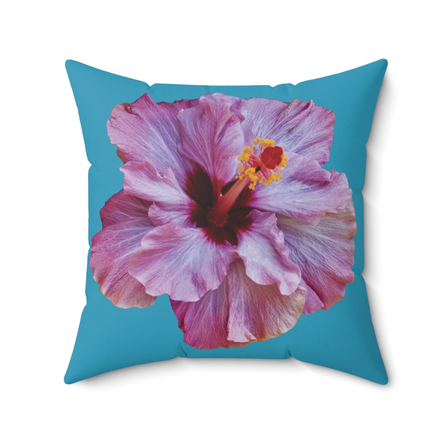 Decorative Pillow - Accent Cushion, 4 Sizes / Photo Purple Hibiscus, Turquoise