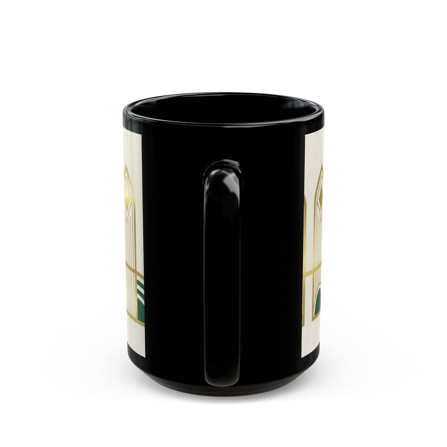 Art Deco Palm Black Mug – Tropical Vintage Coffee Cup (11oz/15oz)