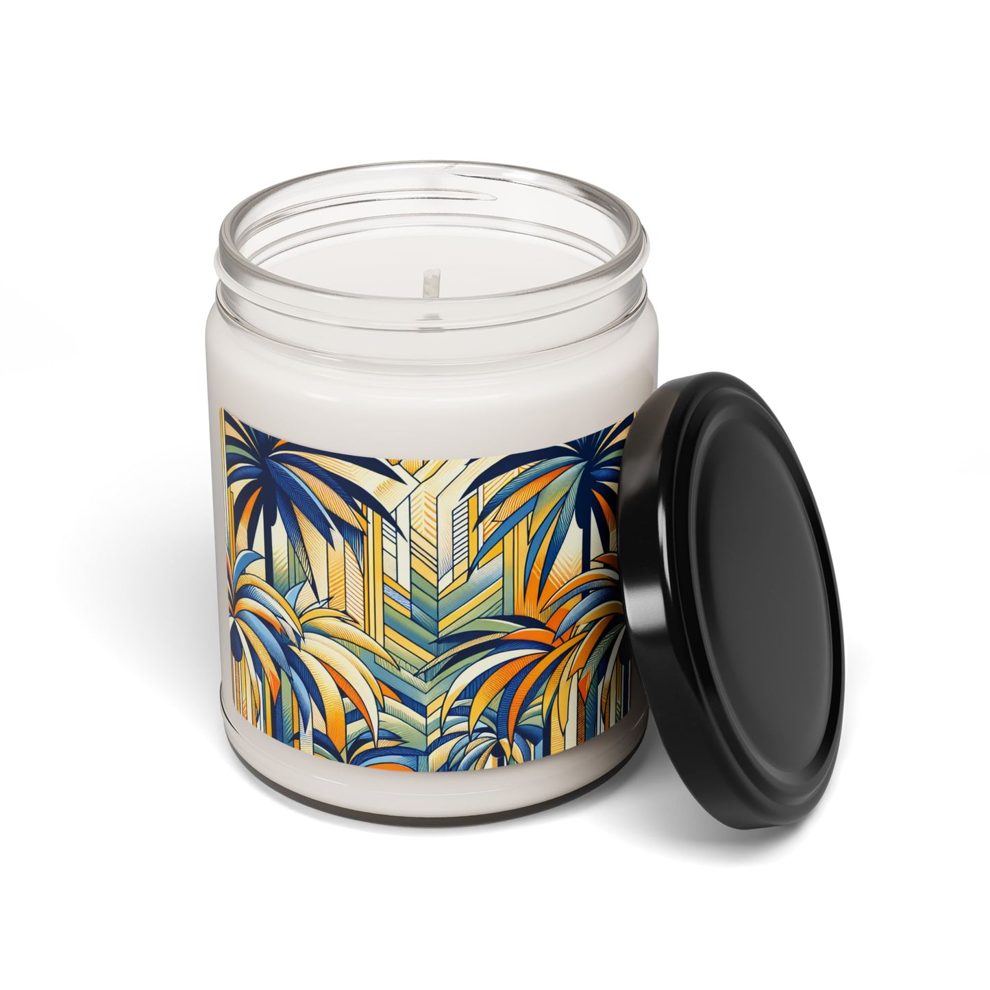 Soy Candle, 9oz, Stylized Blue Palms