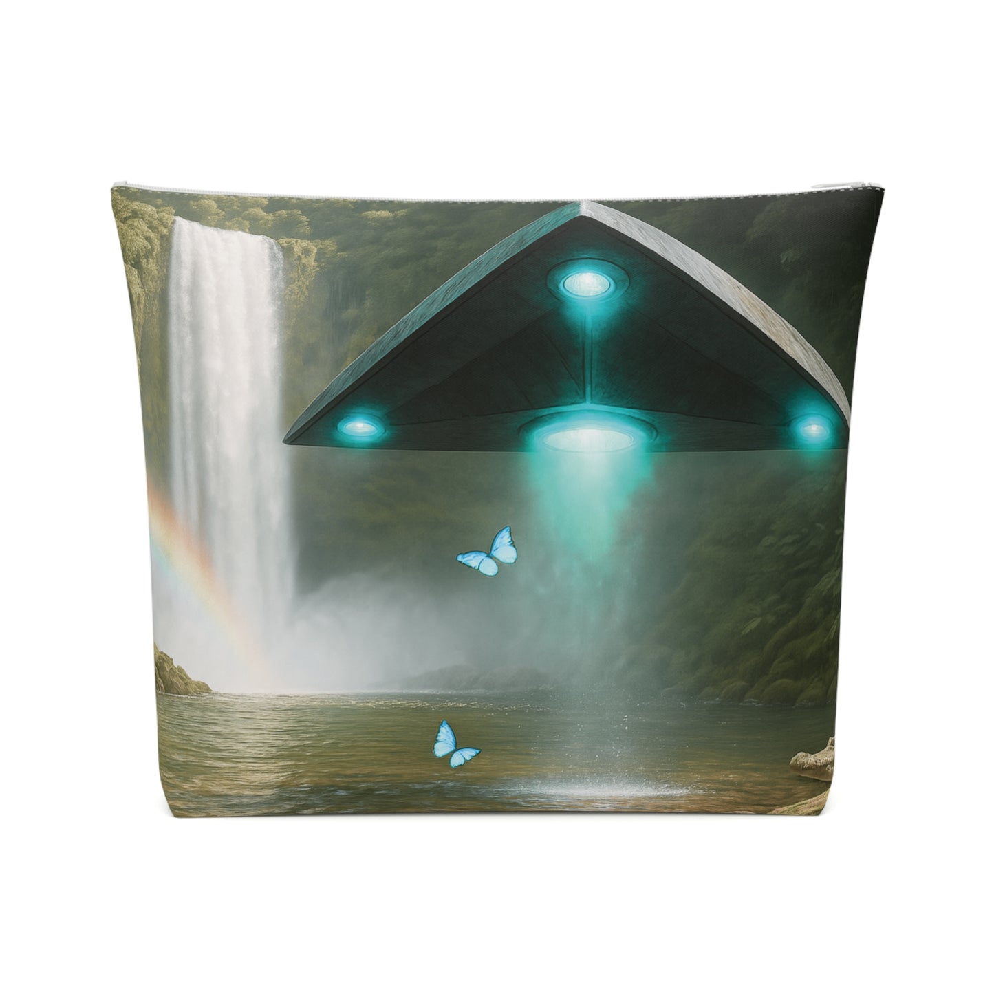 Tropical Cotton Cosmetic Bag, Makeup Pouch, 5 Sizes / UFO and Waterfall