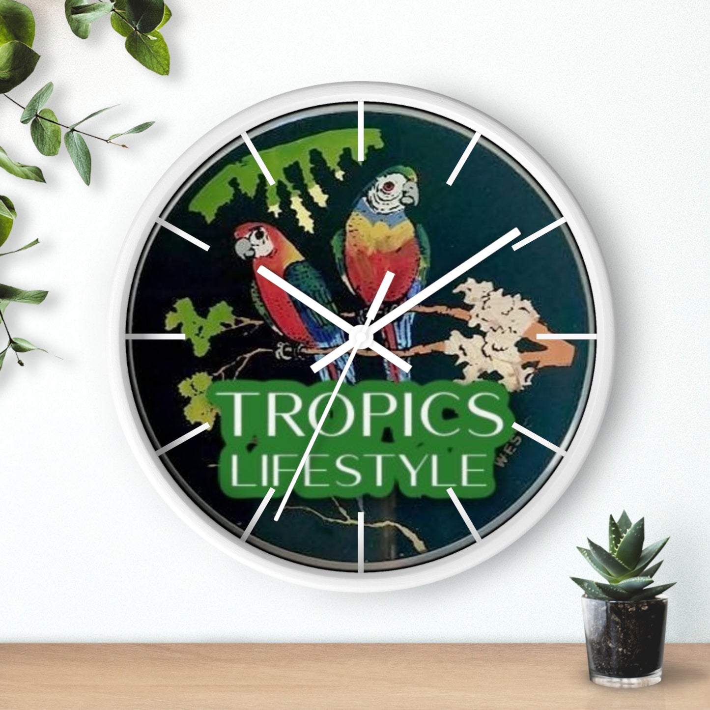 Wall Clock, Two Brazilian Parrots, Hands/Base Variants