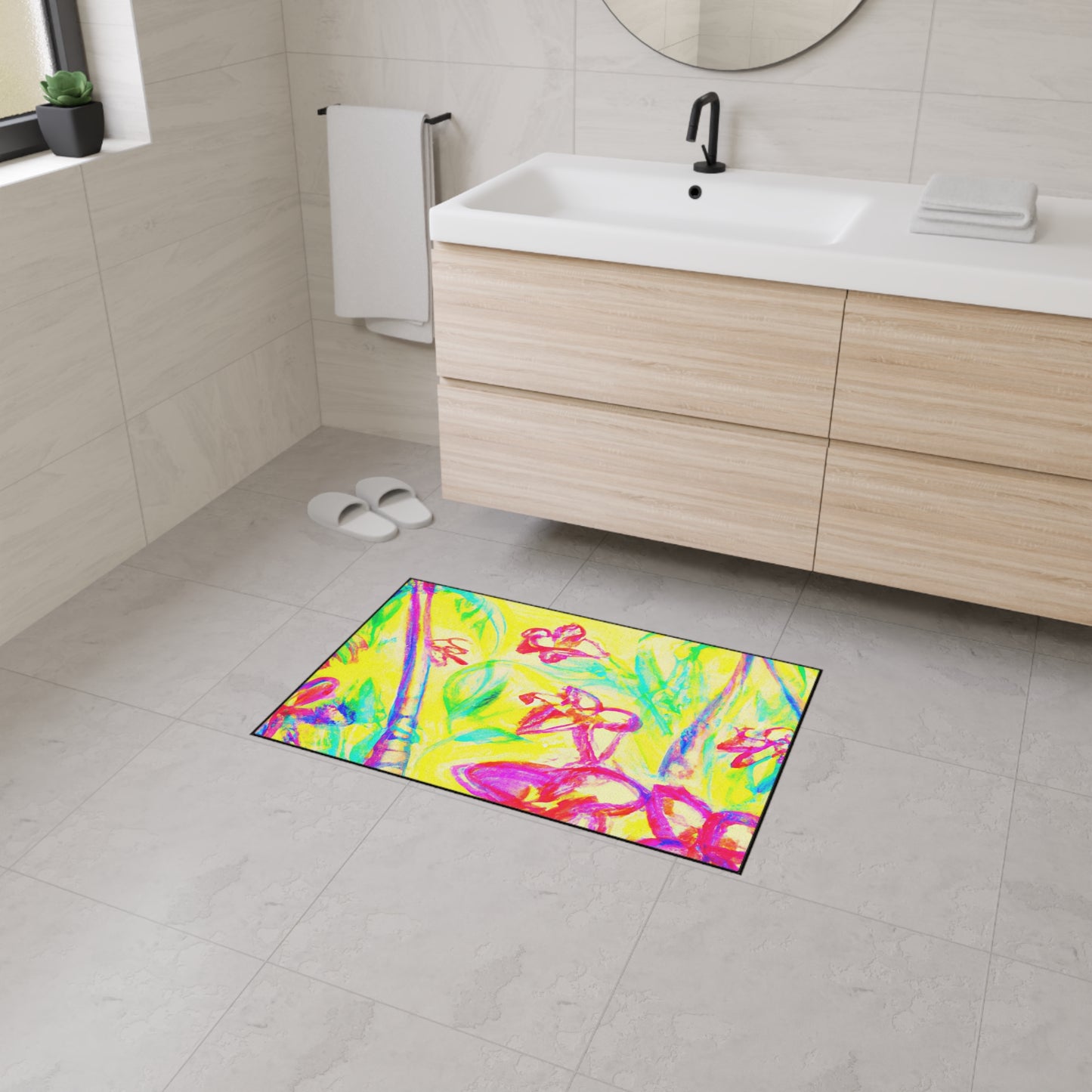 Heavy Duty Floor Mat, 5 Sizes – Tropical Area Rug for Home Décor / Tropical Doodles, Yellow