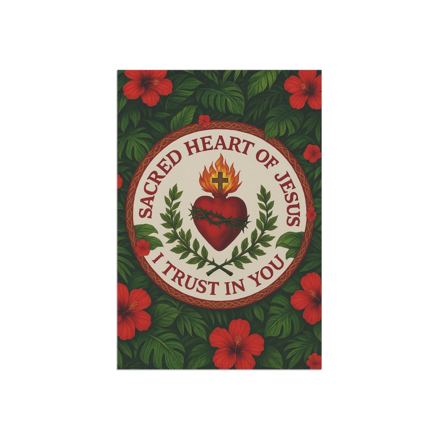 Religious Tropical Garden Flag/Banner  -  Outdoor Decor / Sacred Heart of Jesus