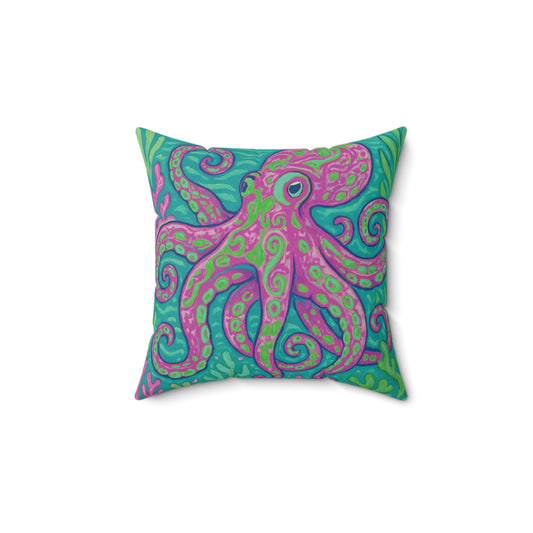 Decorative Pillow - Accent Cushion, 4 Sizes / Octopus Kraken Joe, Purple