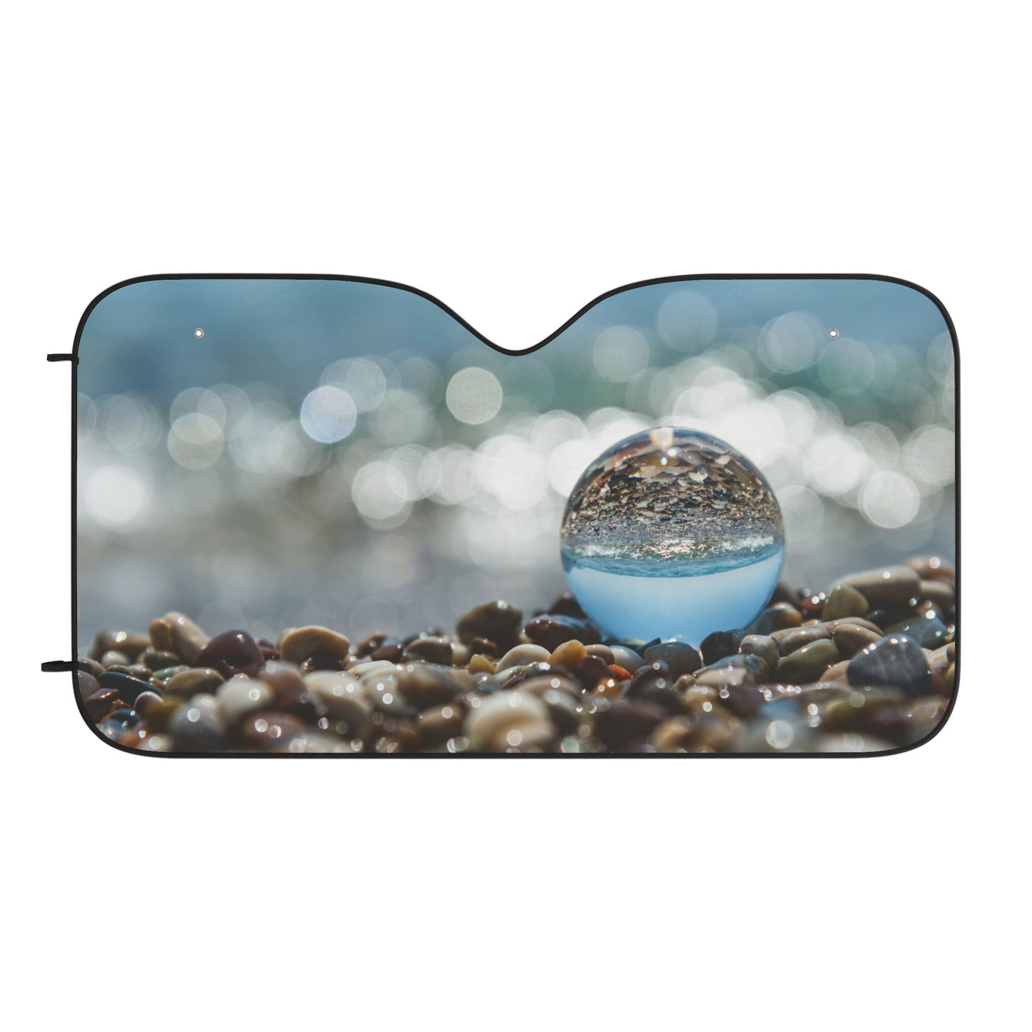 Tropical Floral Car Sun Shades / Crystal Ball on Pebble Beach