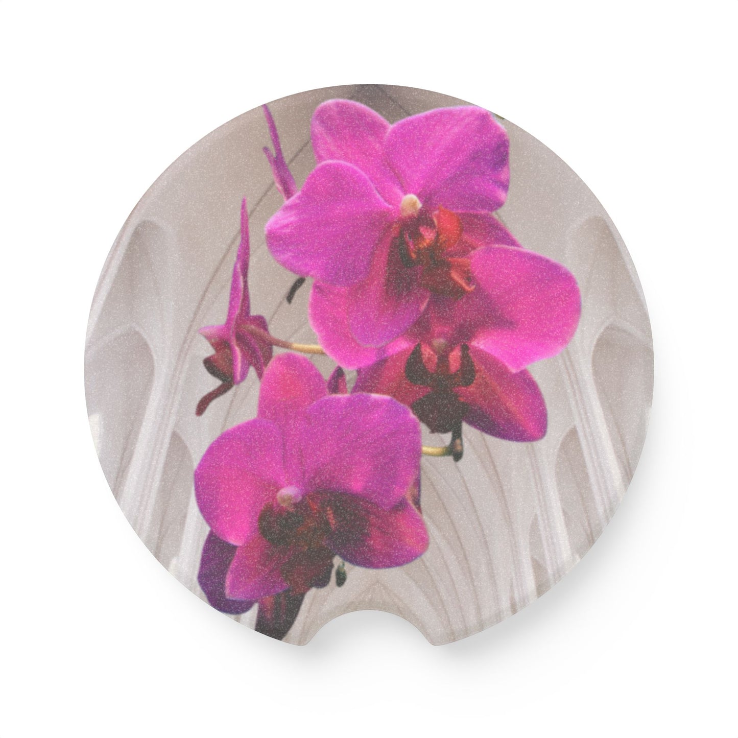 Soapstone Car Coaster - Purple Orchids, Gothic