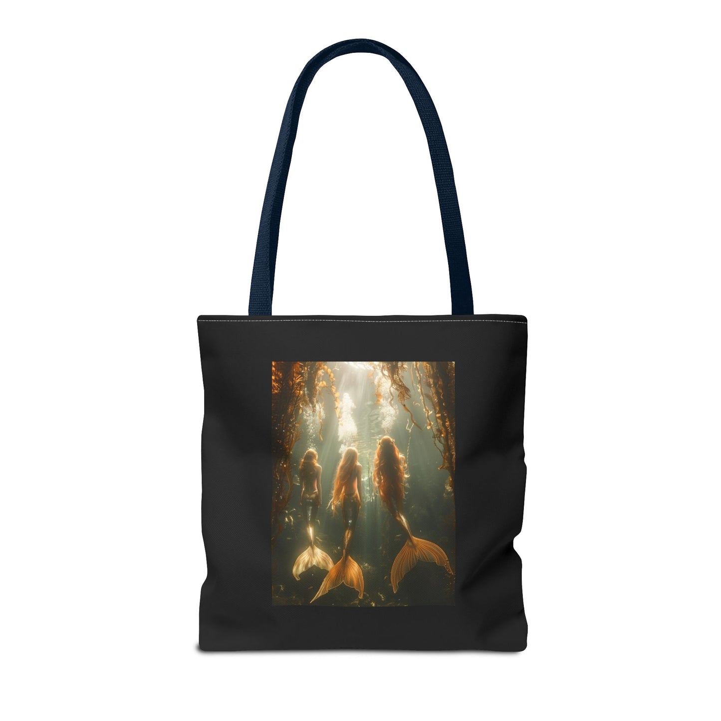 Three Mermaid Sisters, Black Tote Bag - 3 Sizes