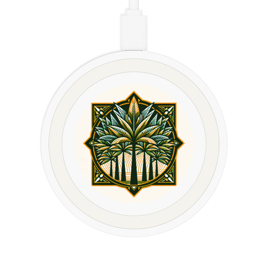 Quake Wireless Charging Pad - Deco Palm Trees, Green/Orange