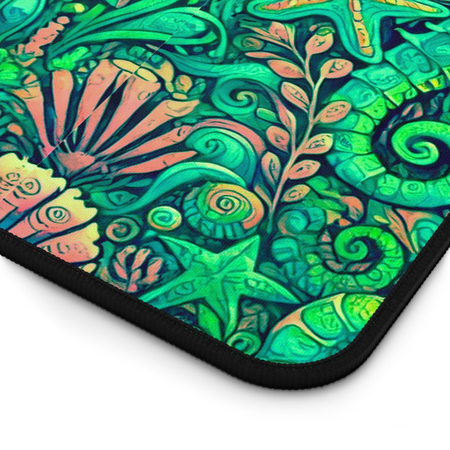 Tropical Mouse Pad/Desk Mat, 3 Sizes - Perfect for Home Office / Seahorses, Hot Lime