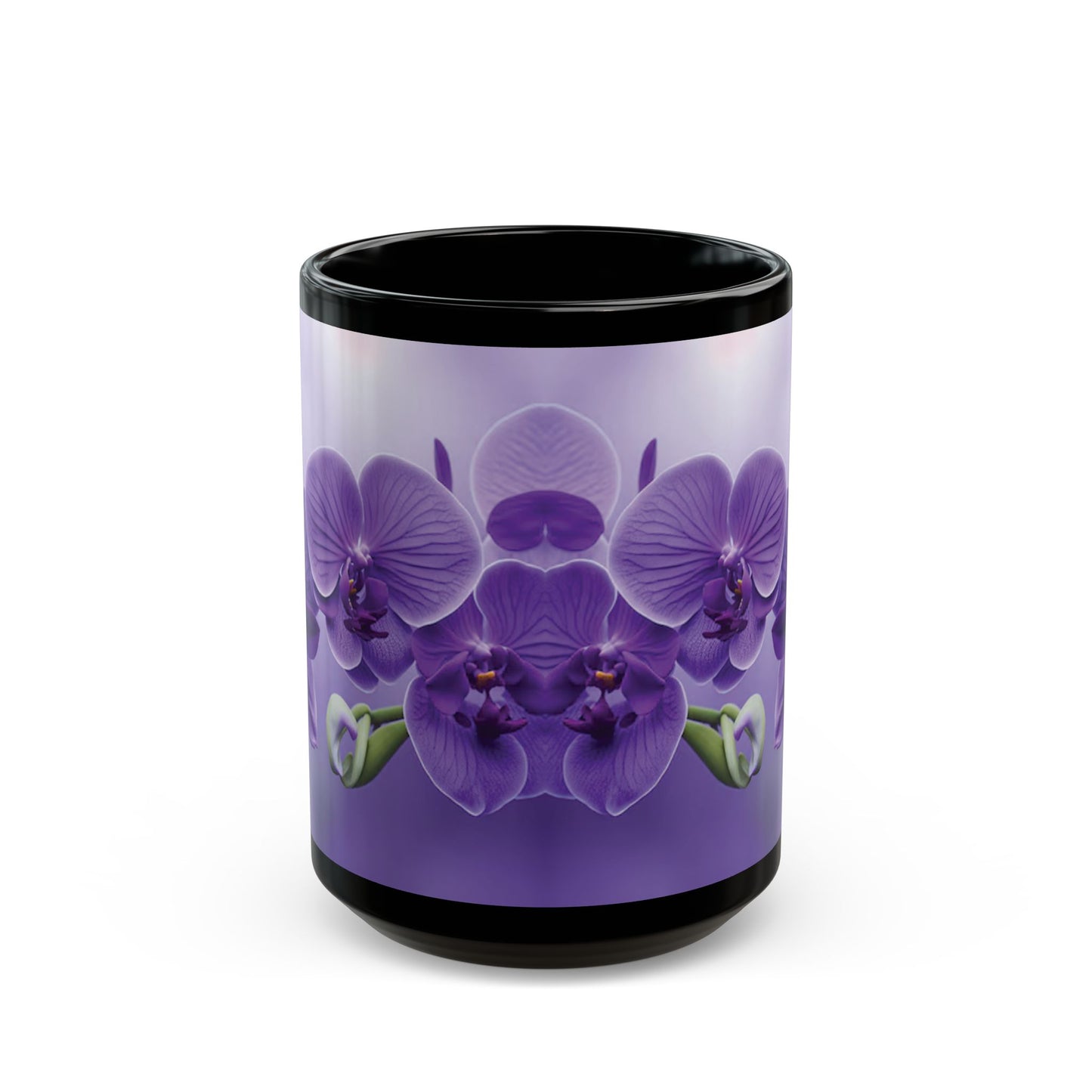 Black Coffee Mug - Purple Orchid Beauties
