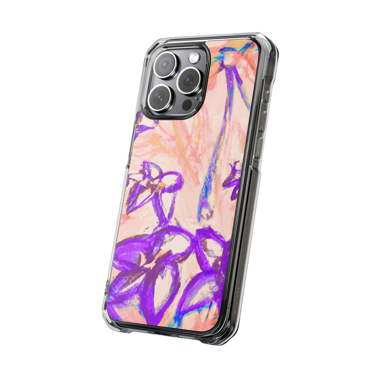 Tropical Doodles/Peach Magnetic Clear Phone Case, Many Models