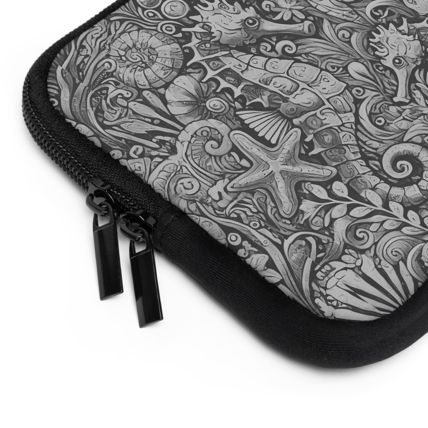 Tropical Laptop Sleeve, 5 Sizes - Perfect for Beach Lovers & Students / Seahorses, Noir