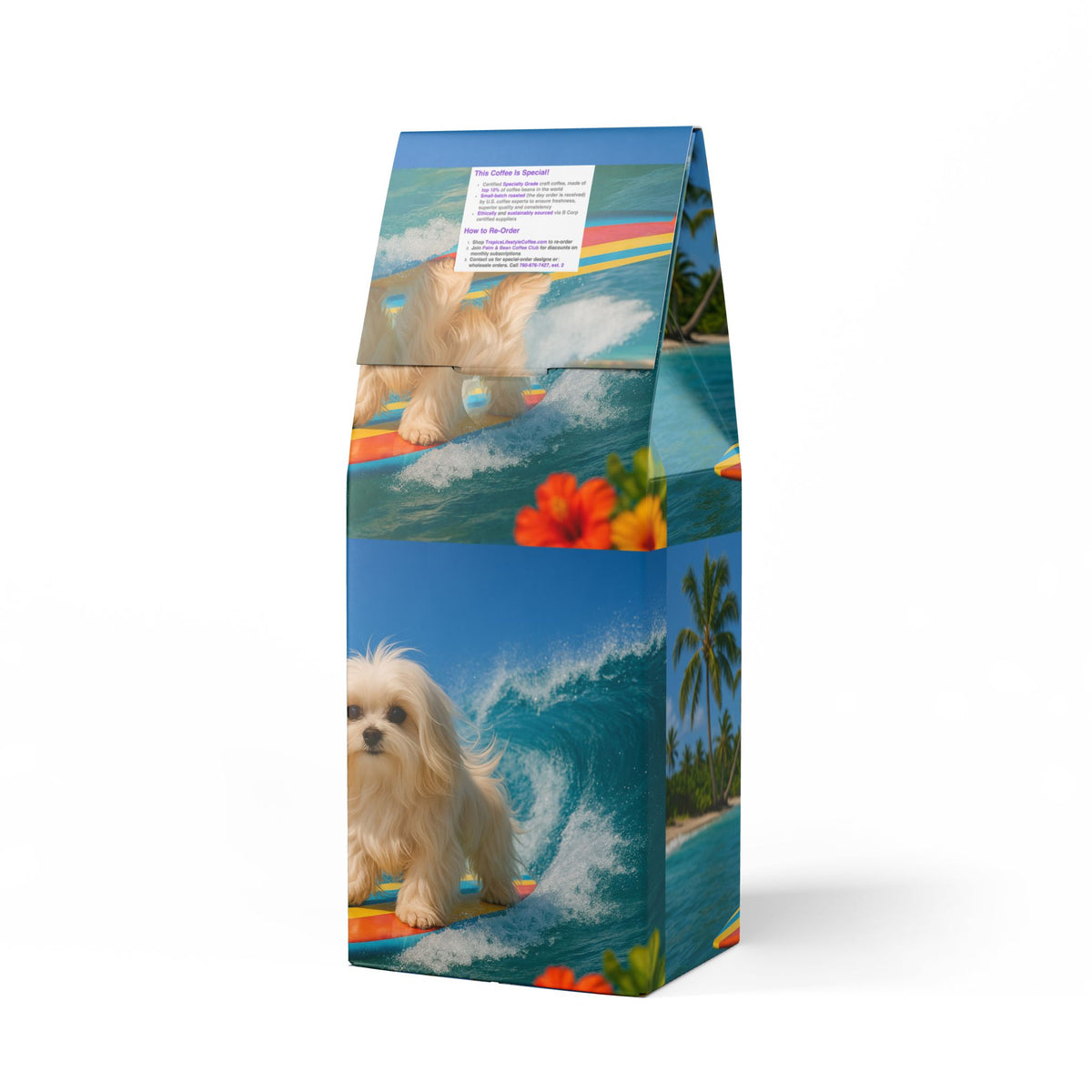 Midnight Surf Blend™ (Medium-Dark Roast) Specialty Grade Craft Coffee / Surfing Ariel Puppy