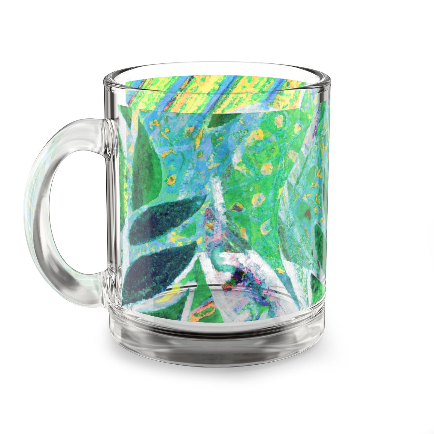Tropical Glass Mug - 10oz Coffee Cup / Amazon Whimsy, Green