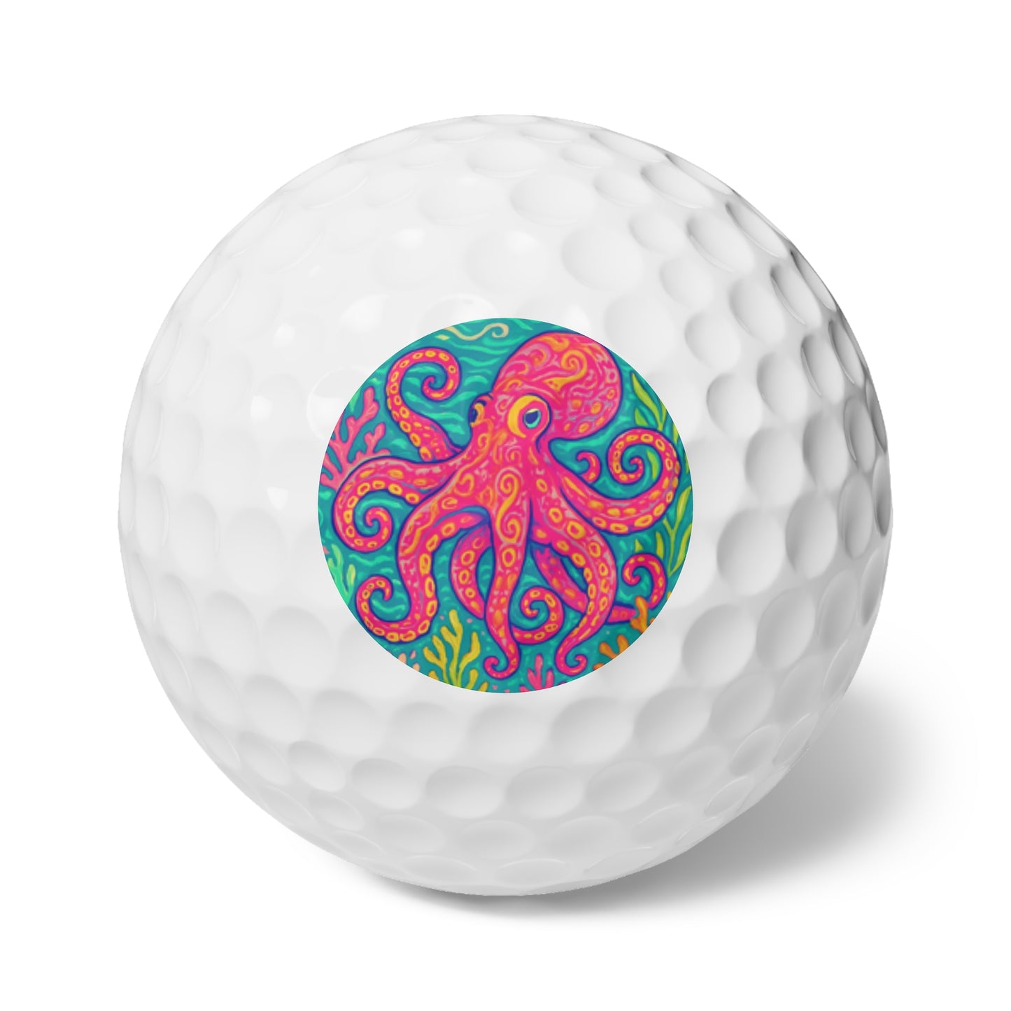 Coastal-Themed Golf Balls, 6pcs - Perfect Gift for Golf Enthusiasts / Kraken Joe, Red