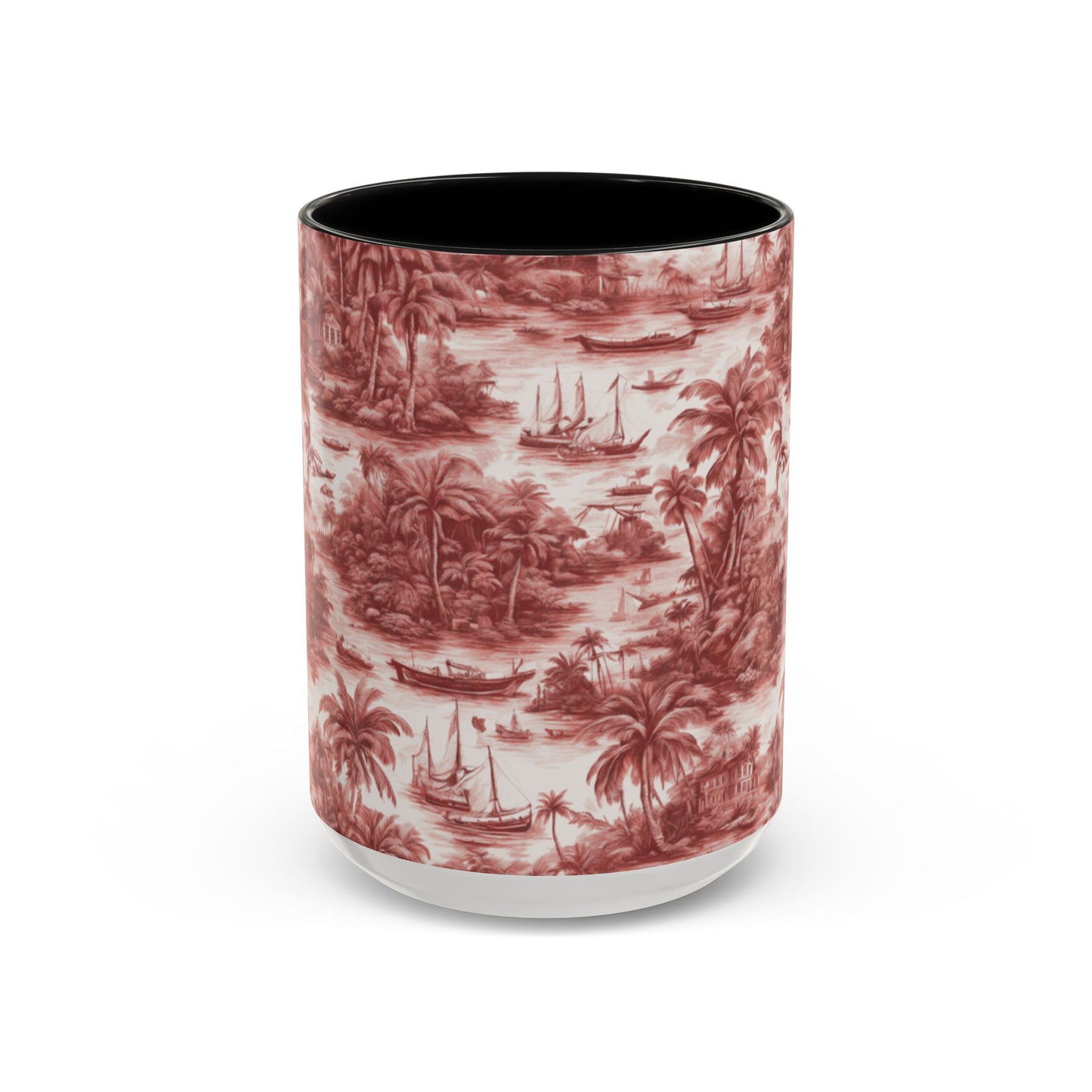 Accent Coffee Mug (11, 15oz), 8 Colors - Tropical Toile #1, russet