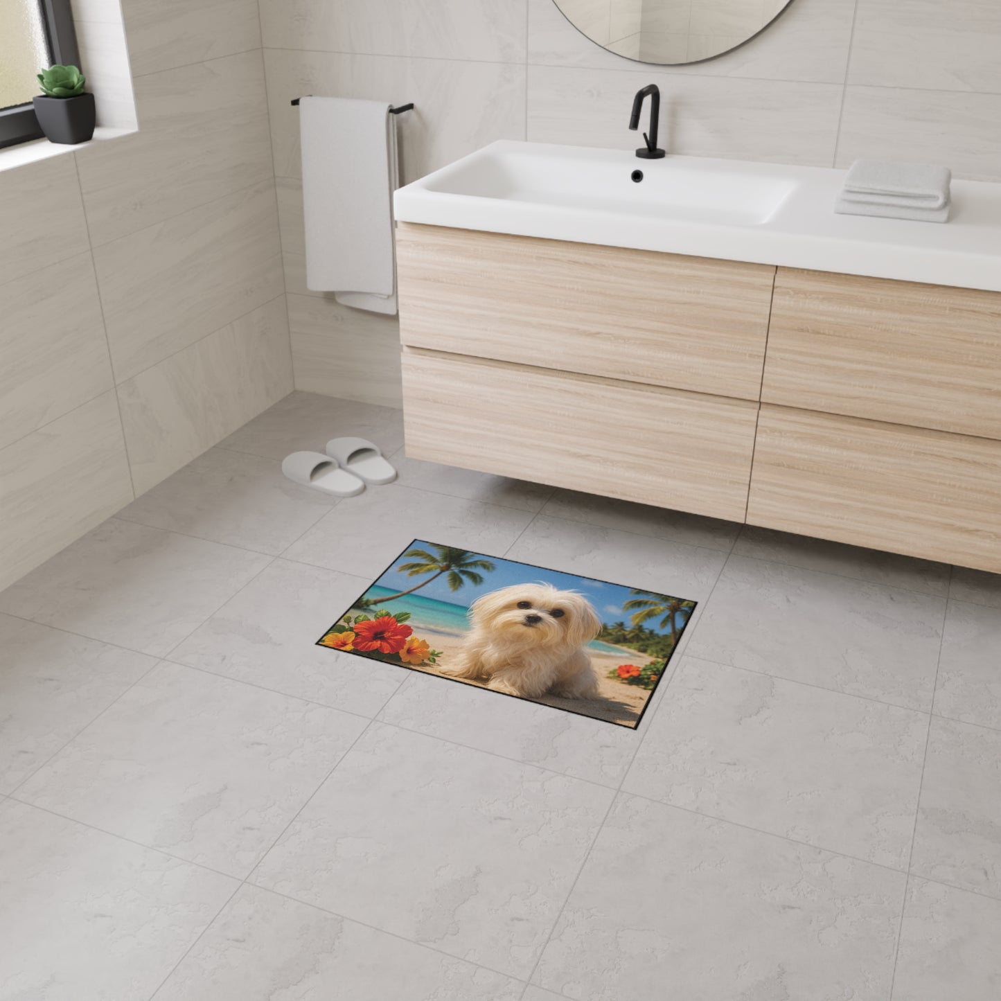 Heavy Duty Floor Mat, 5 Sizes – Tropical Area Rug for Home Décor / Puppy Ariel