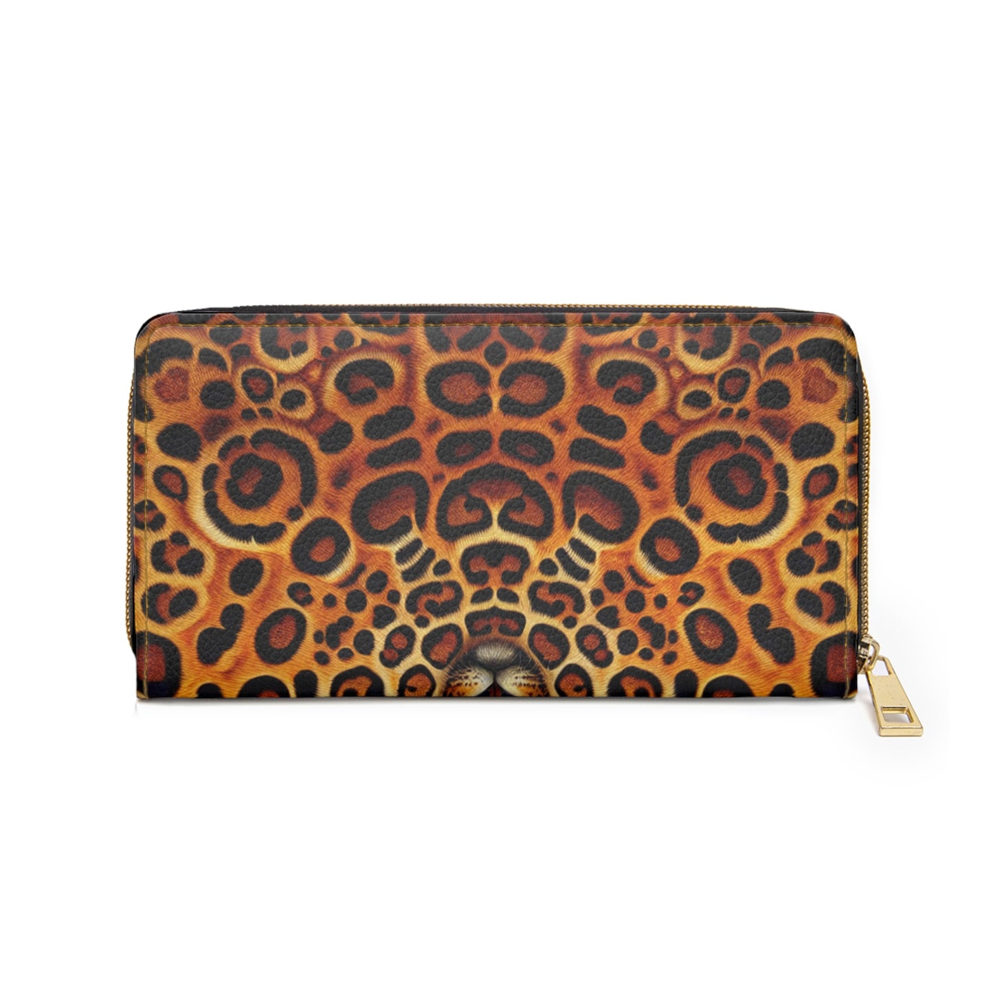 Tropical Zipper Wallet, Faux Leather / Vibrant Clutch / Jaguar Spots