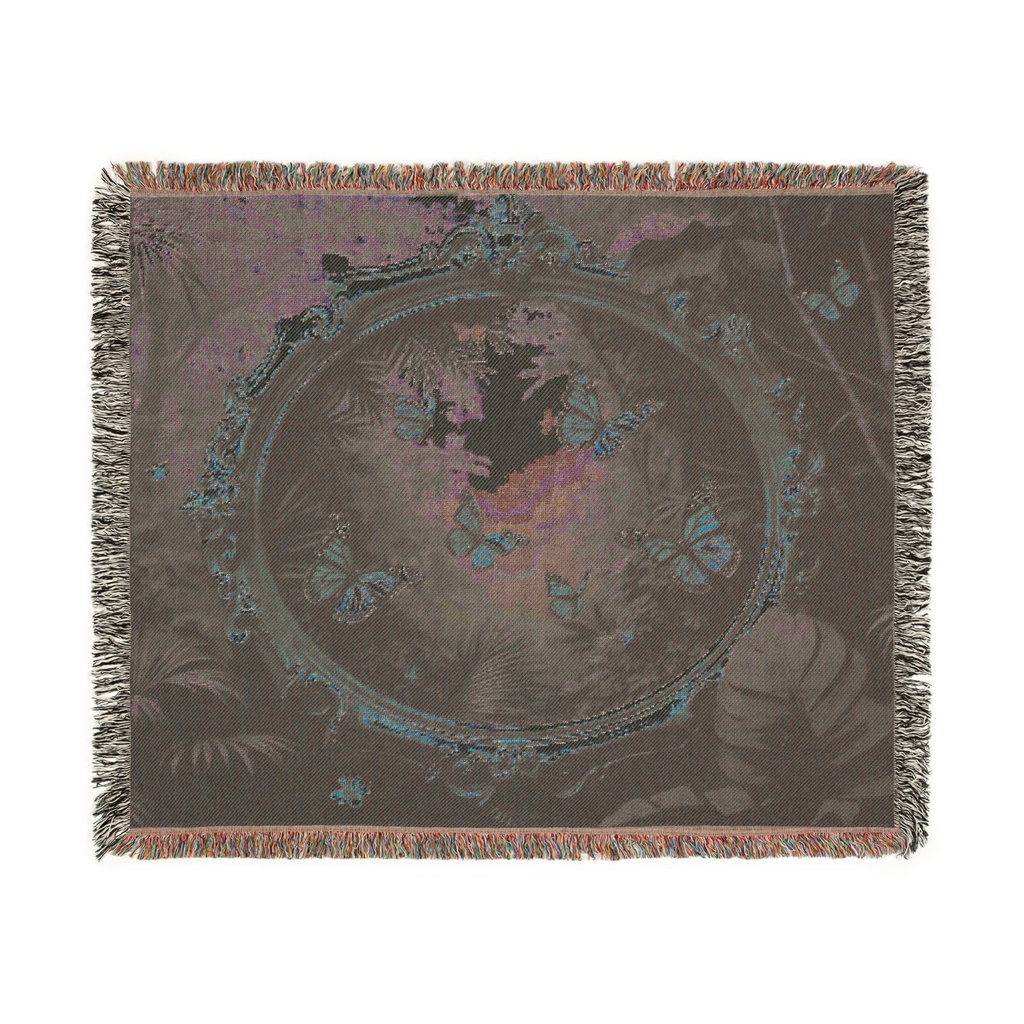 Woven Blanket, 3 Sizes - Tropical Home Decor / Framed Monarch Gathering