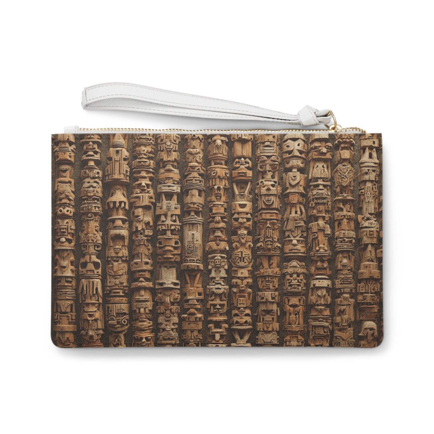 Tropical Faux Leather Clutch Bag - Perfect for Beach Adventures & Summer Vacations / Ancient Tiki Totems