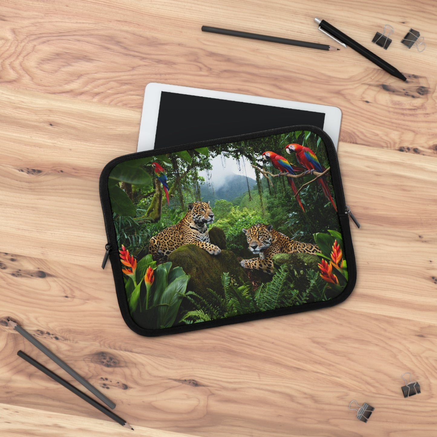 Tropical Laptop Sleeve, 5 Sizes - Perfect for Rainforest Lovers & Students / Jaguars at Rest