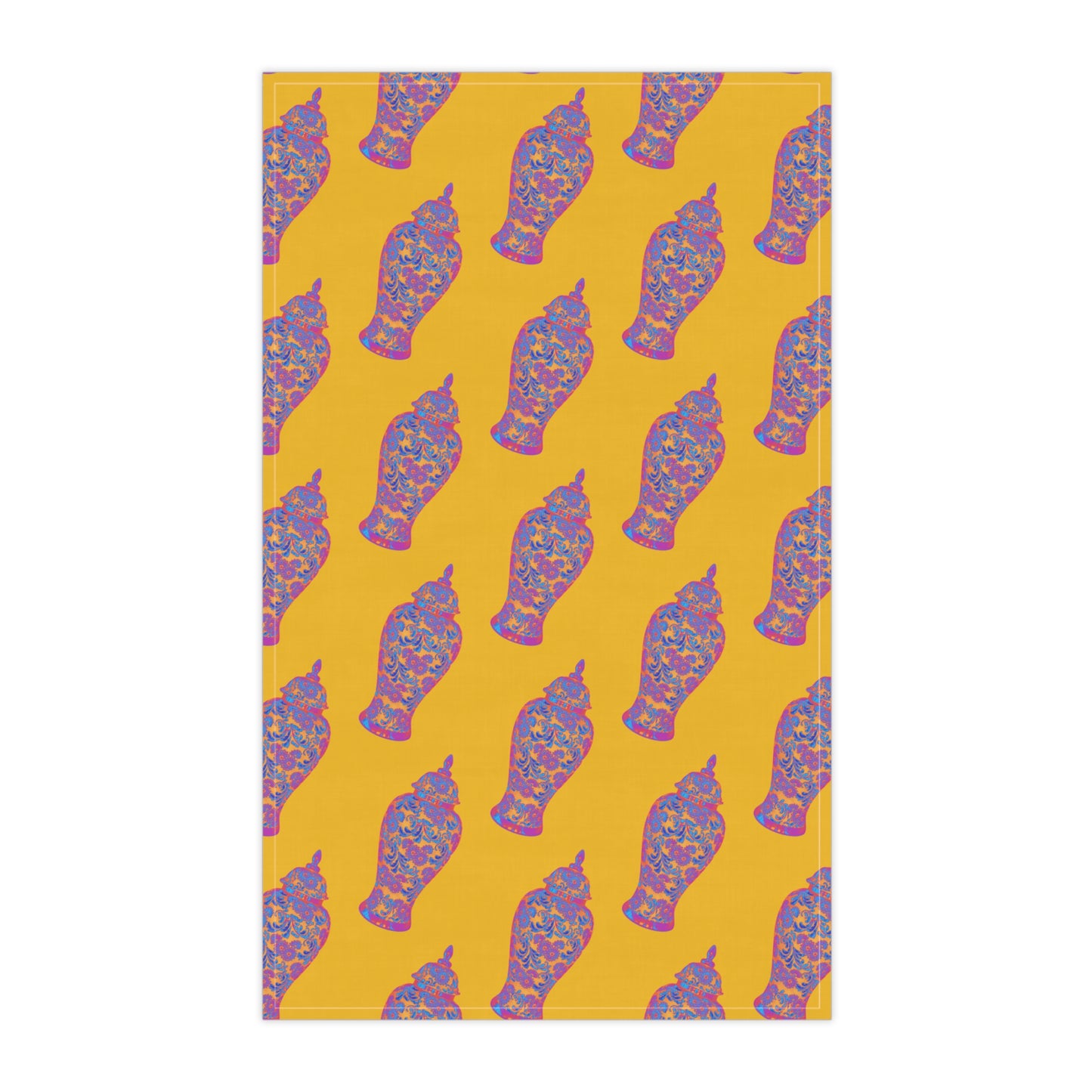 Tea Towels (cotton, poly), Heatwave Ginger Jar repeat yellow