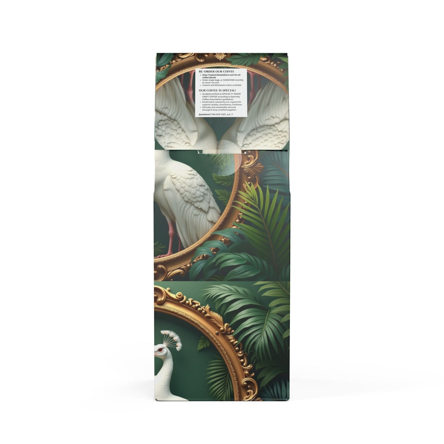 Golden Sands Single Origin™ Coffee (Light-Medium Roast) Specialty Grade / Framed White Peacocks