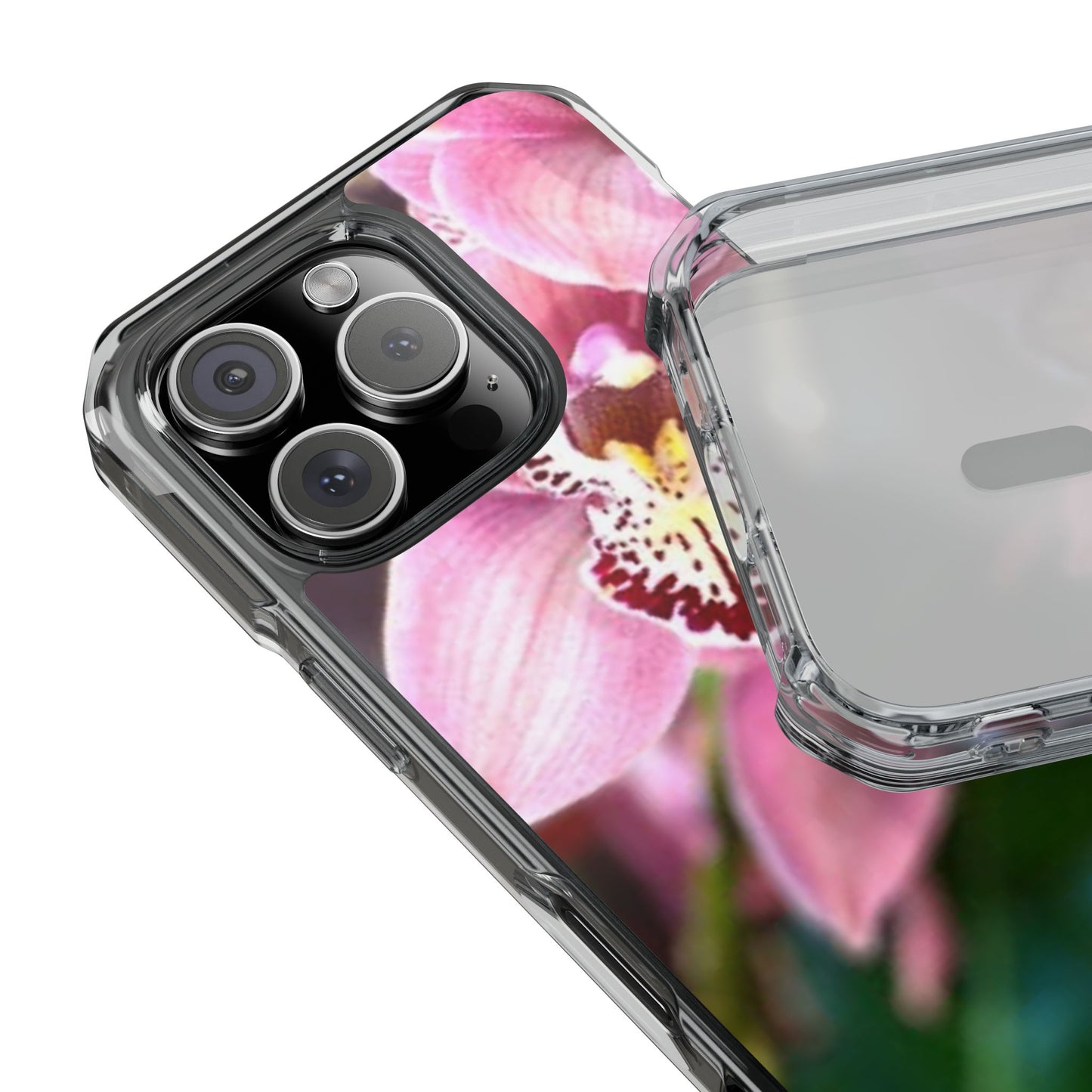 Pink Orchid/Photo Magnetic Clear Phone Case, Many Models