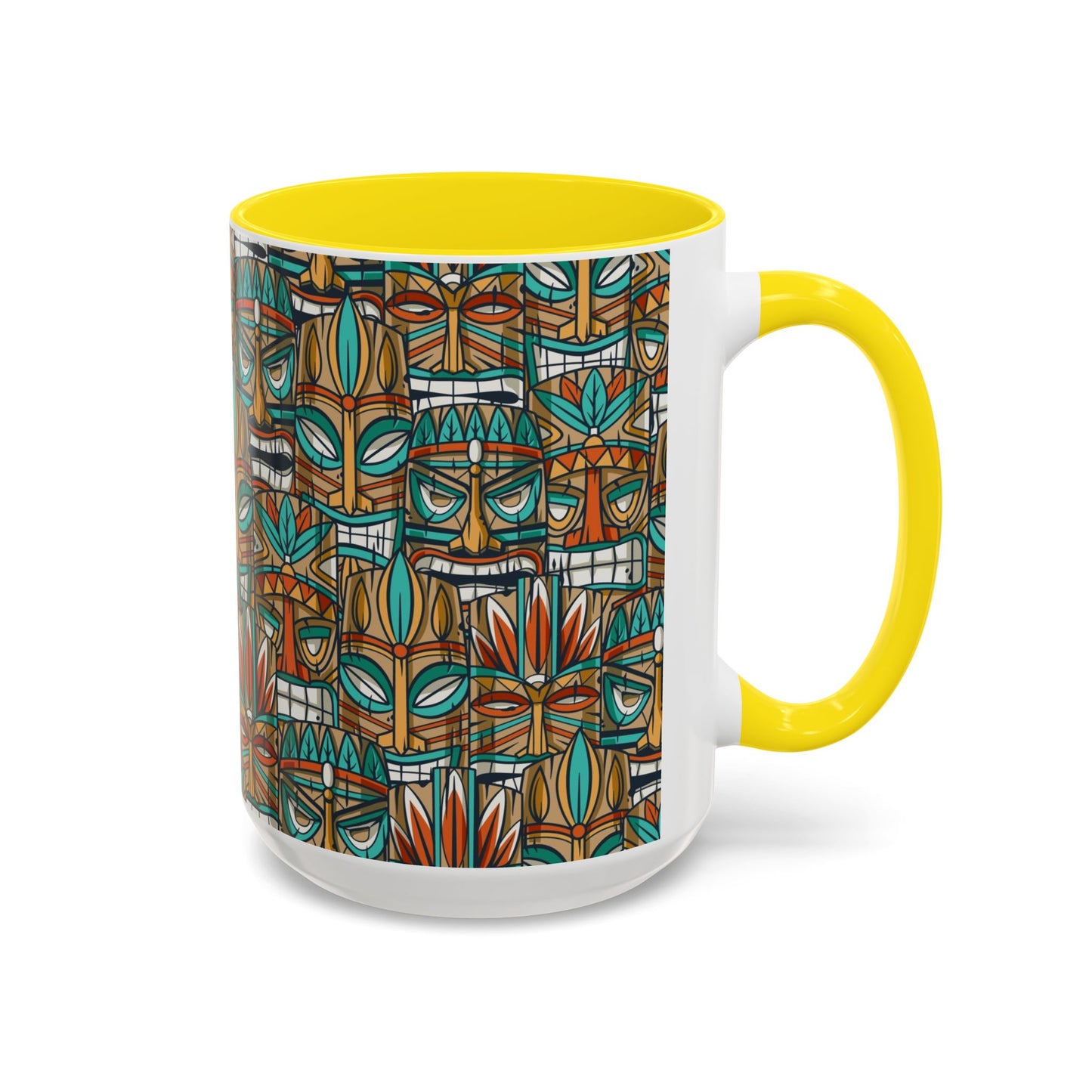 Accent Coffee Mug (11, 15oz), 8 Colors - Turquoise Tiki Party