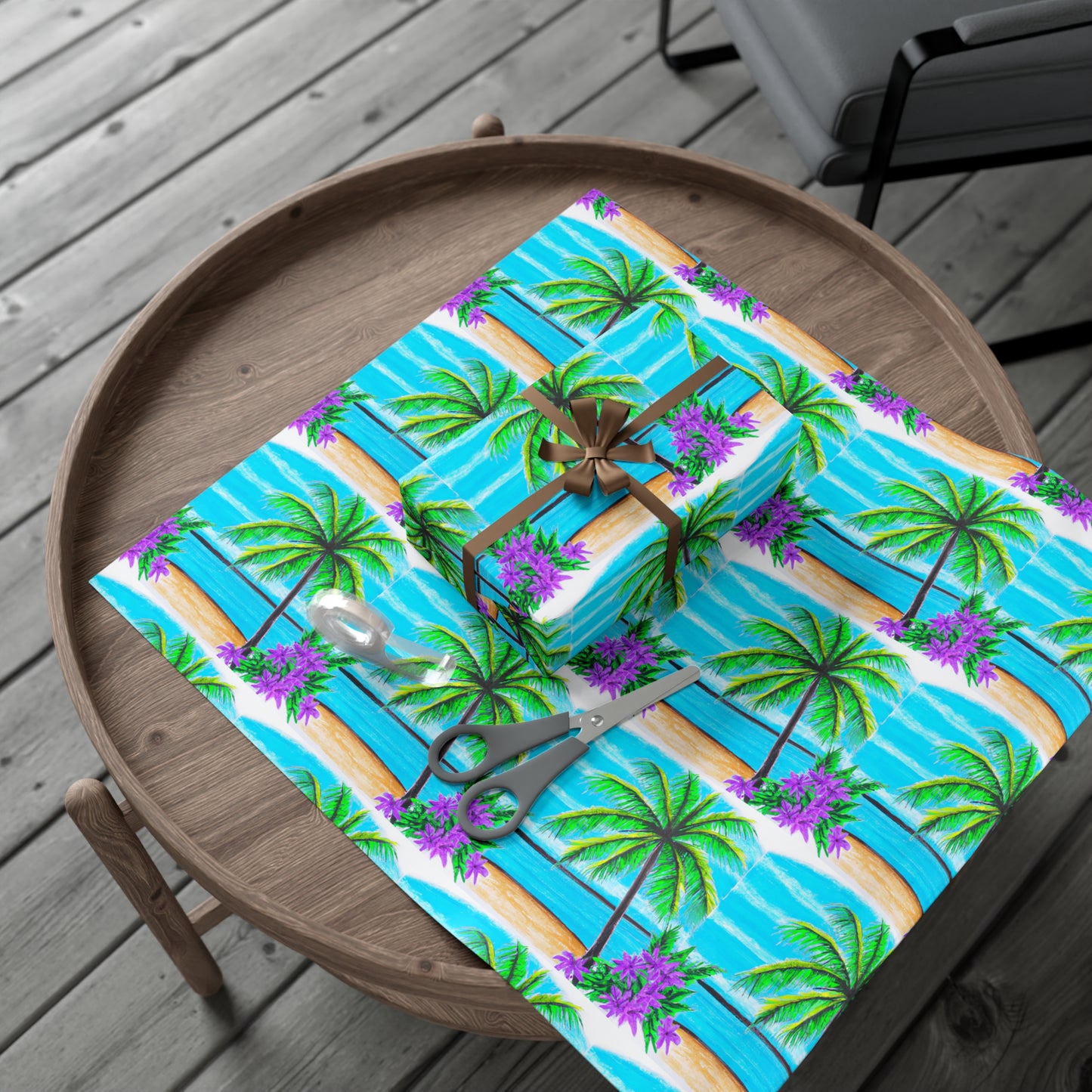 Wrapping Paper - Tropical Gift Wrap for All Occasions / 3 Sizes, 2 Finishes / Tropical Beach