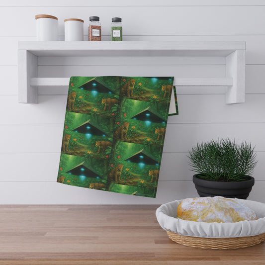 Tea Towels (cotton, poly), Rainforest UFO and Jaguars