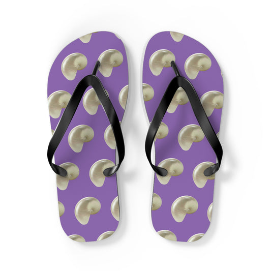 Flip Flops - White Nautilus Shell, light purple