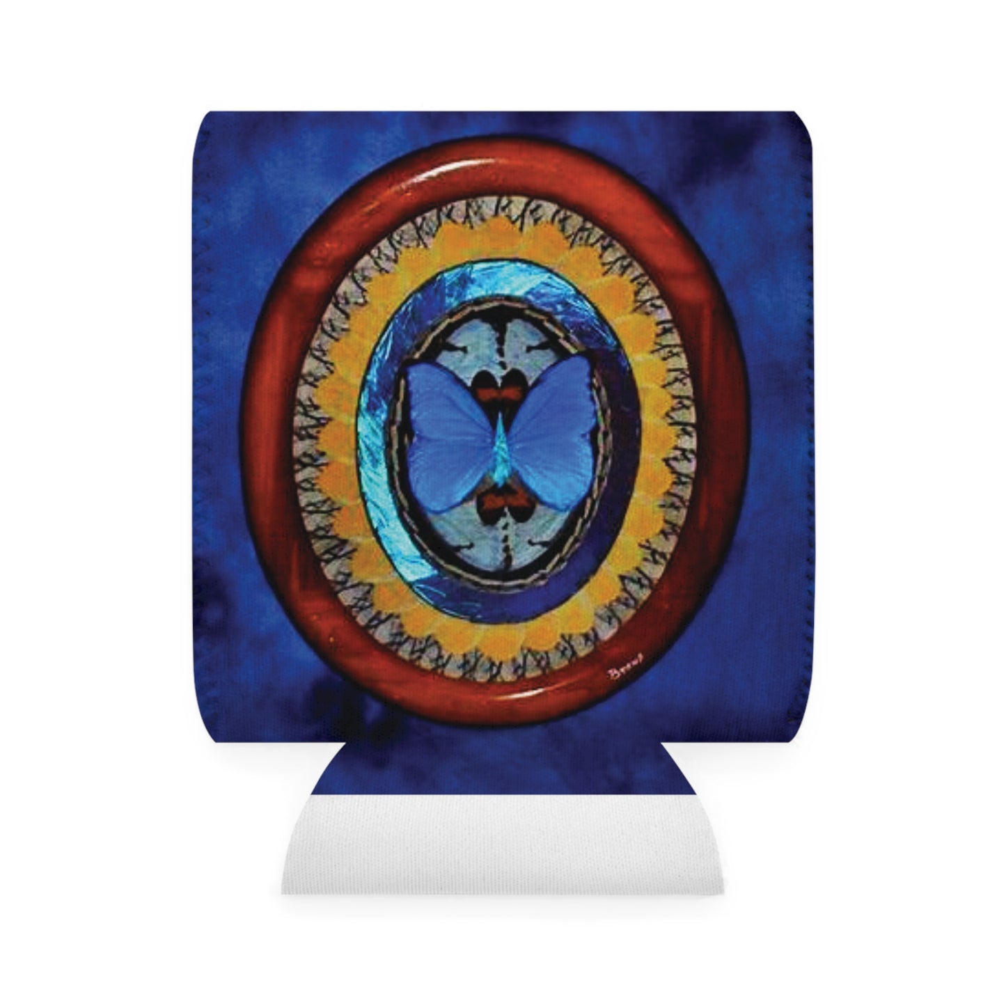 Oval Real Butterfly Wing Art Can Cooler Sleeve - Perfect for Outdoor Picnics