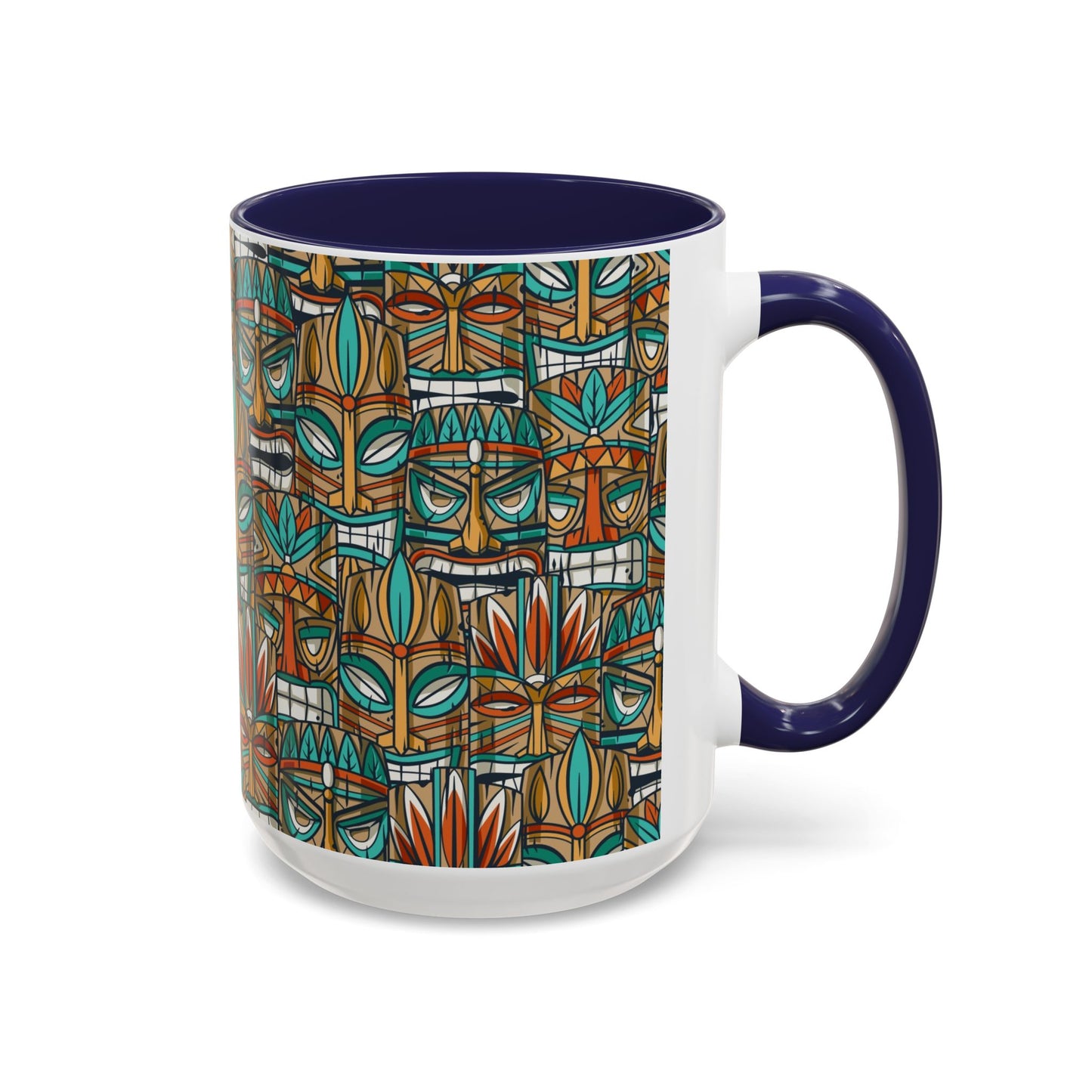 Accent Coffee Mug (11, 15oz), 8 Colors - Turquoise Tiki Party