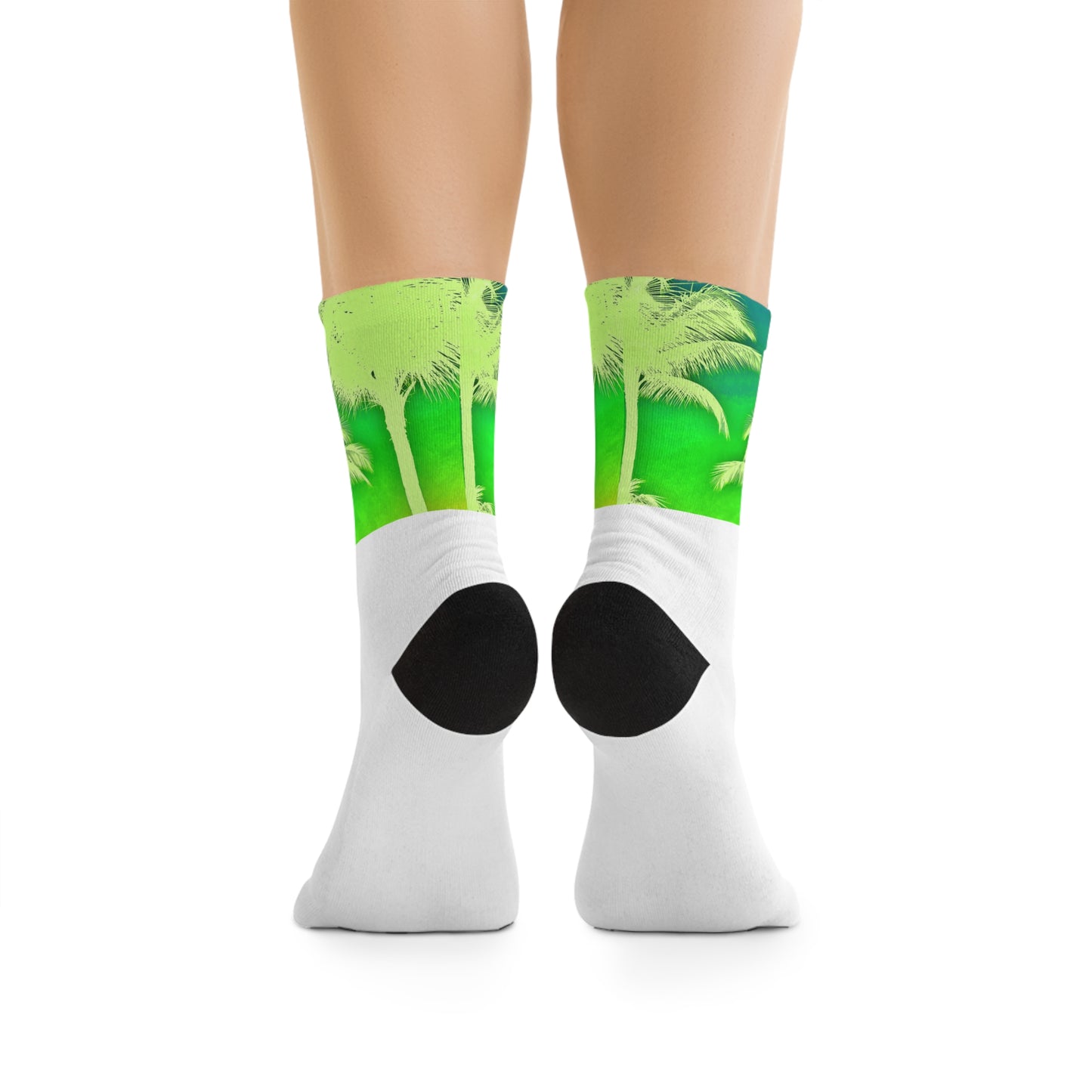 Recycled Poly Socks, Palm Glow Green/White