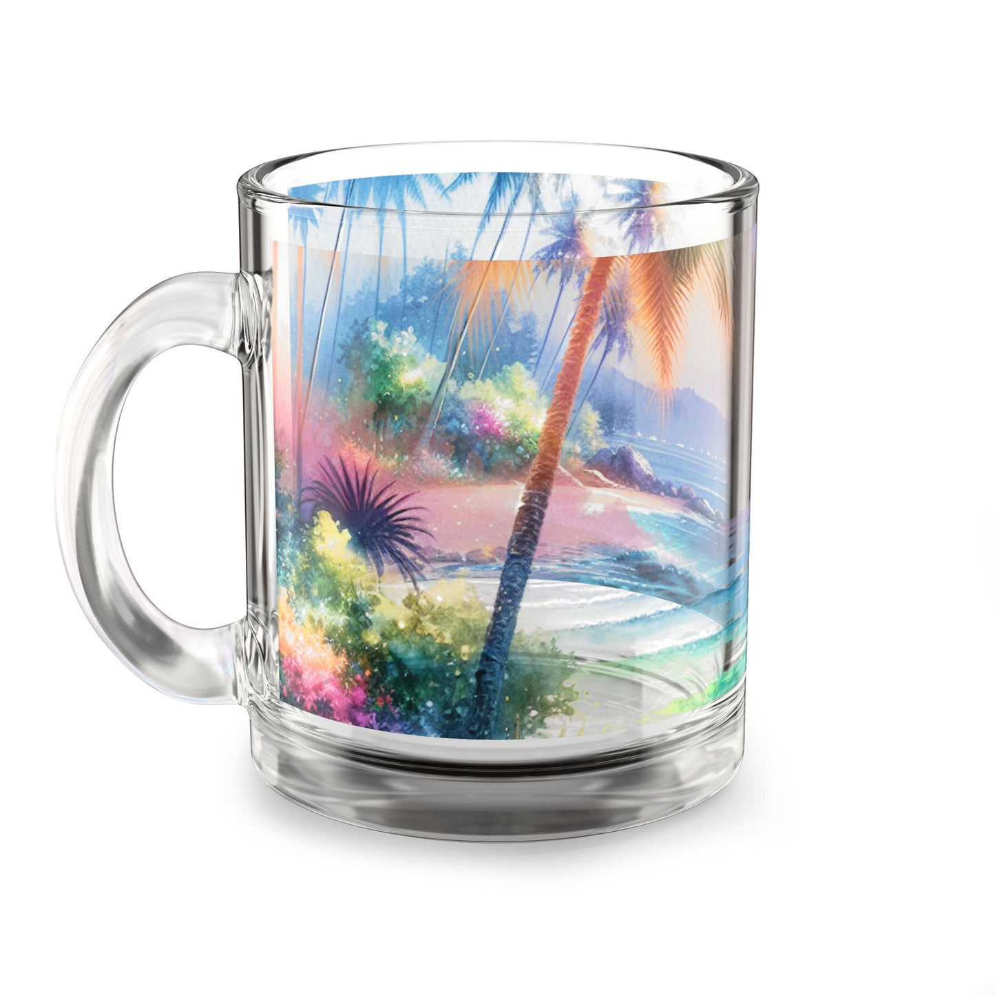 Tropical Glass Mug - 10oz Coffee Cup / Bay of Peace